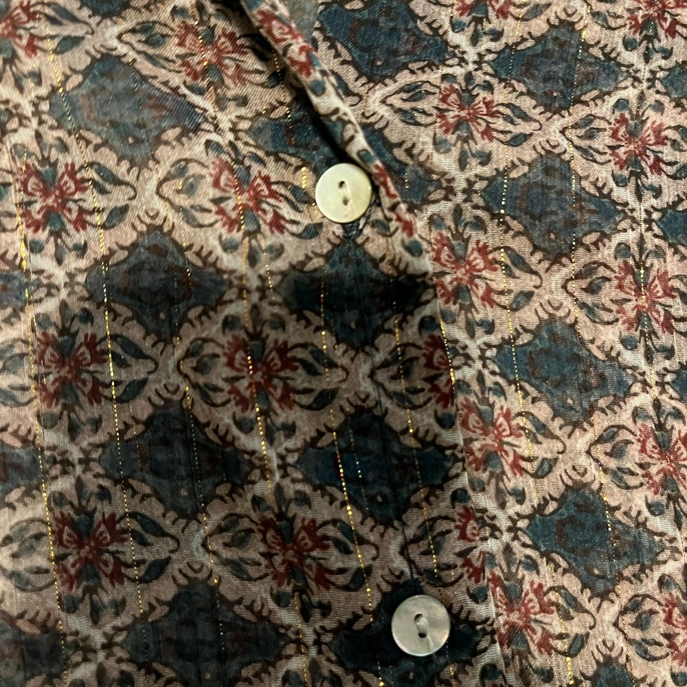 Zara Brown Patterned Button Down Shirt - image 4